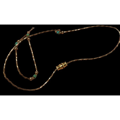 Minimalist Elegant Turquoise And Gold Beaded Necklace