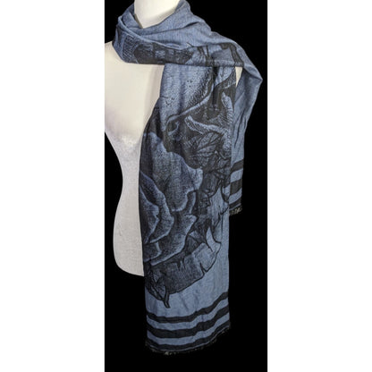 Milana Gothic Skull & Rose Scarf Made in Italy
