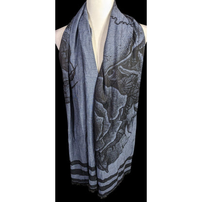 Milana Gothic Skull & Rose Scarf Made in Italy