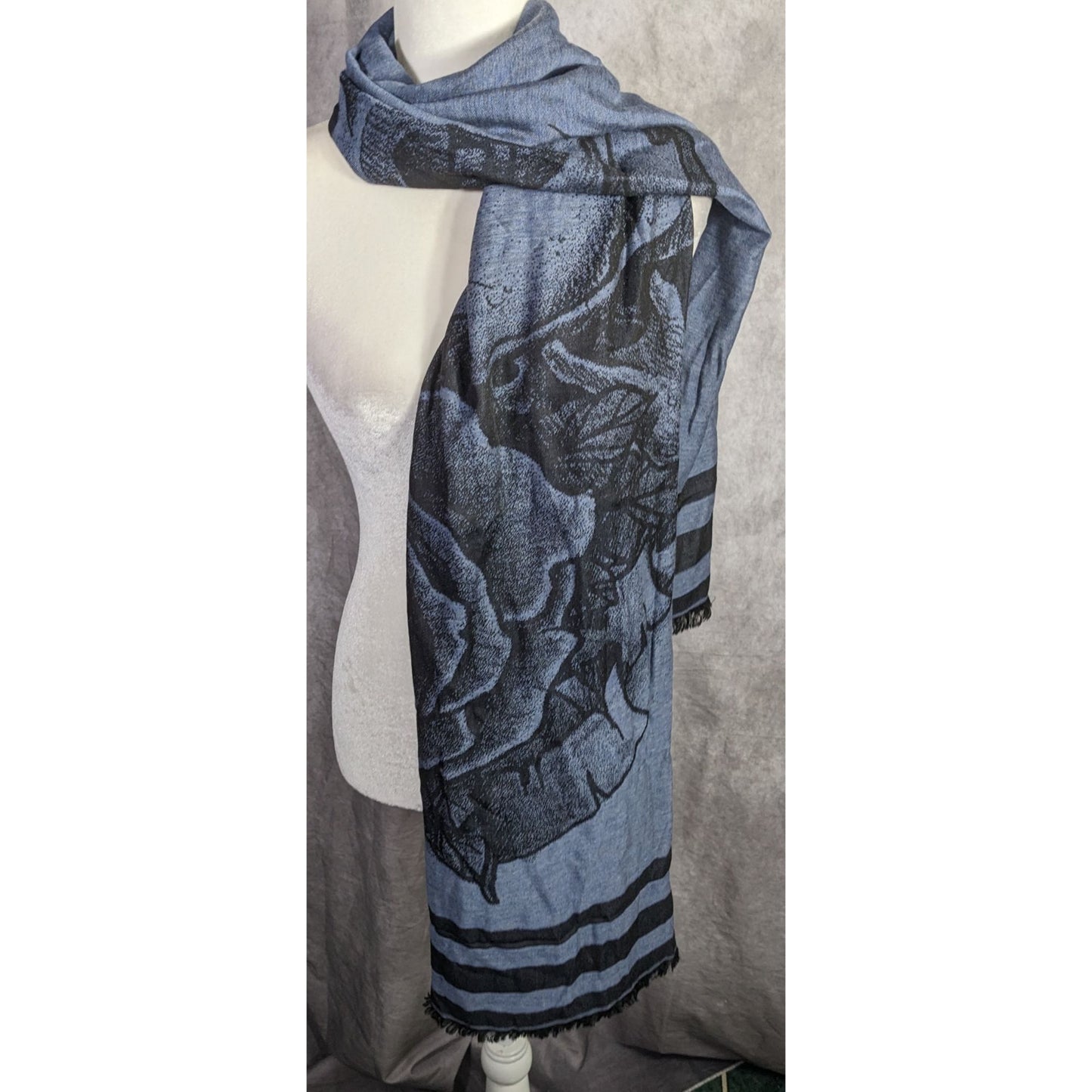 Milana Gothic Skull & Rose Scarf Made in Italy