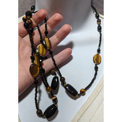 Vintage Elegant Tigereye Glass Beaded Necklace