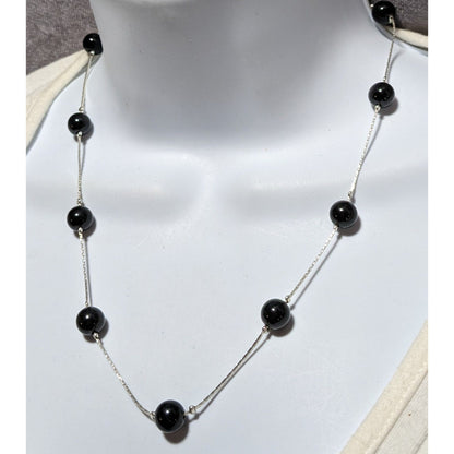 Black And Silver Beaded Necklace