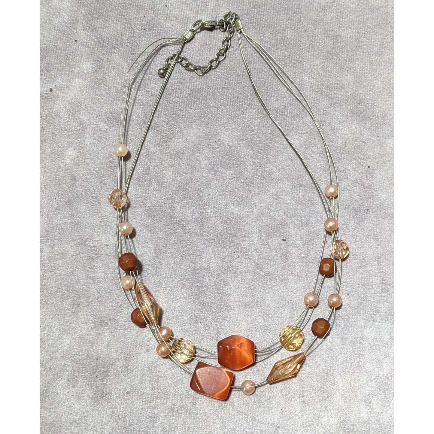 Orange Multilayer Glass Beaded  Necklace