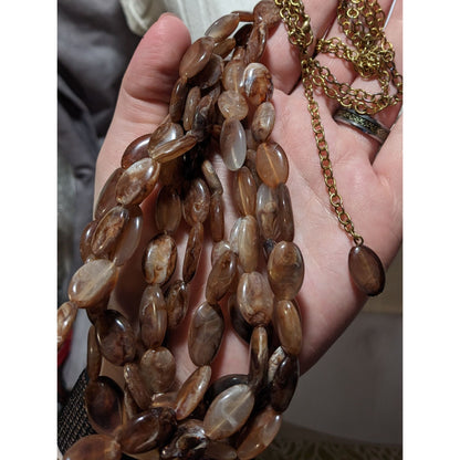 Earthy Multilayer Marbled Beaded Necklace