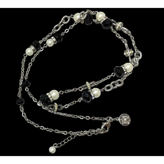 White House Black Market Pearl Black Glass Chain Necklace