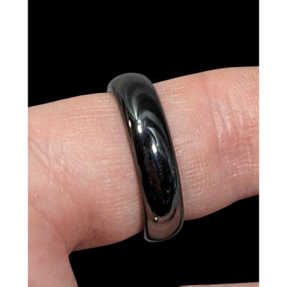 Solid Hematite Magnetic Polished Ring Size 11