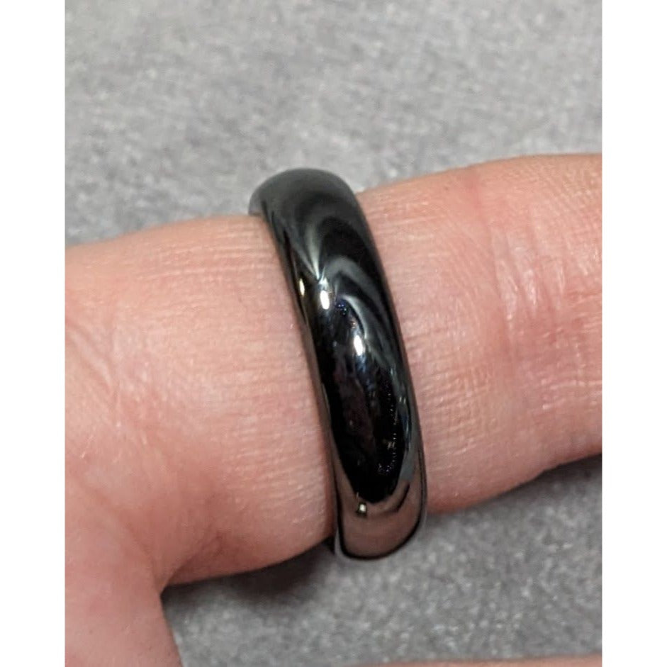 Solid Hematite Magnetic Polished Ring Size 11