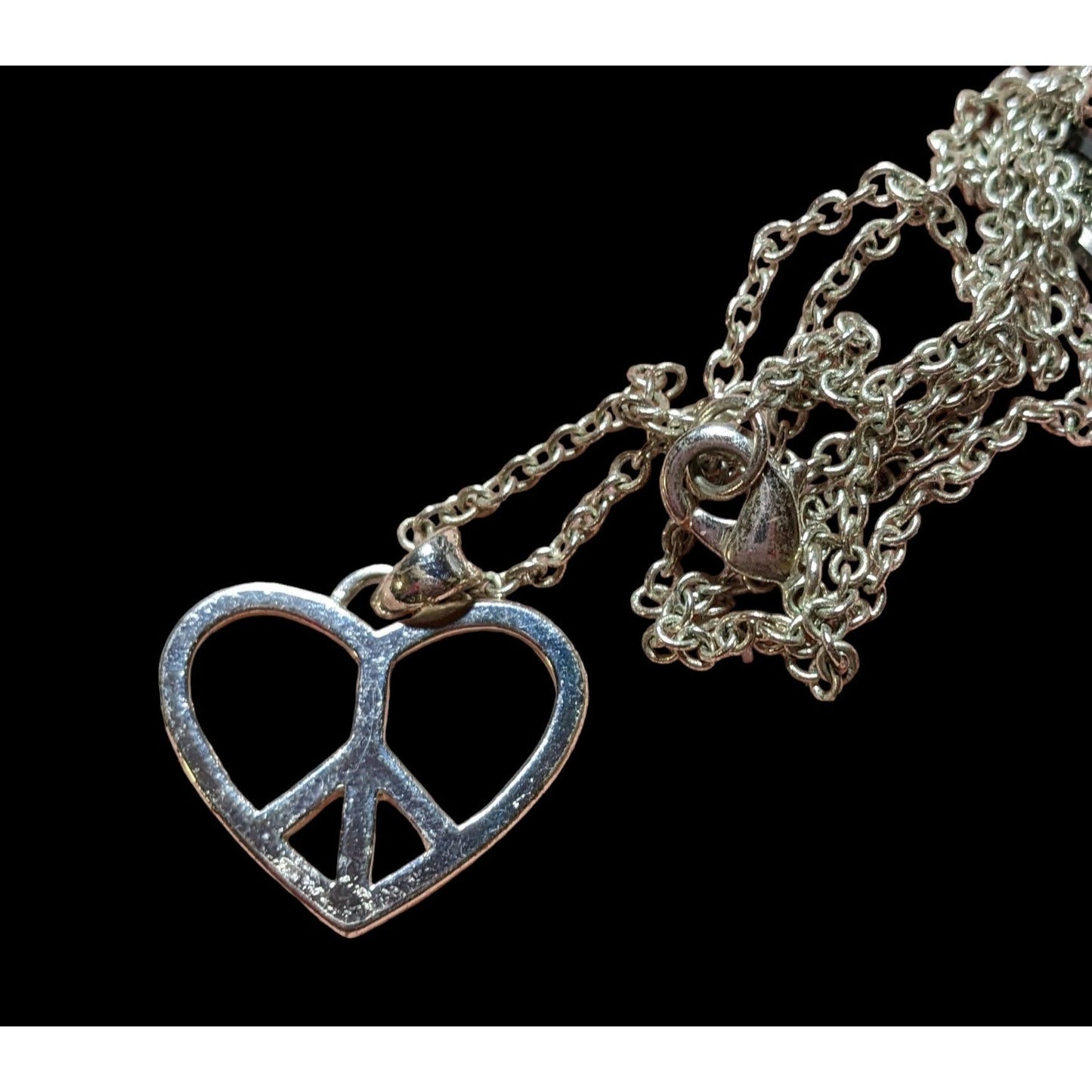 Silver Peace Heart Necklace