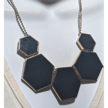 Express Black And Gold Geometric Bib Necklace