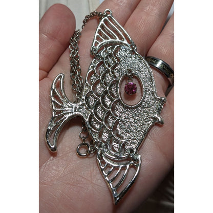 Vintage Silver Articulated Fish Necklace