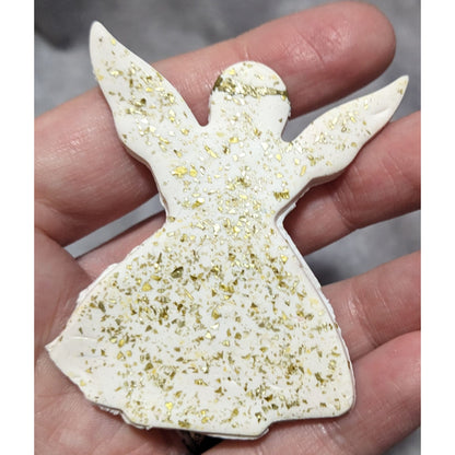 Gold Glitter Clay Angel Brooch