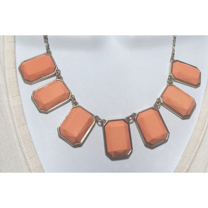 Vintage Style Orange Gemstone Statement Necklace