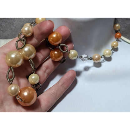 Orange Cream Vintage Pearl Beaded Necklace