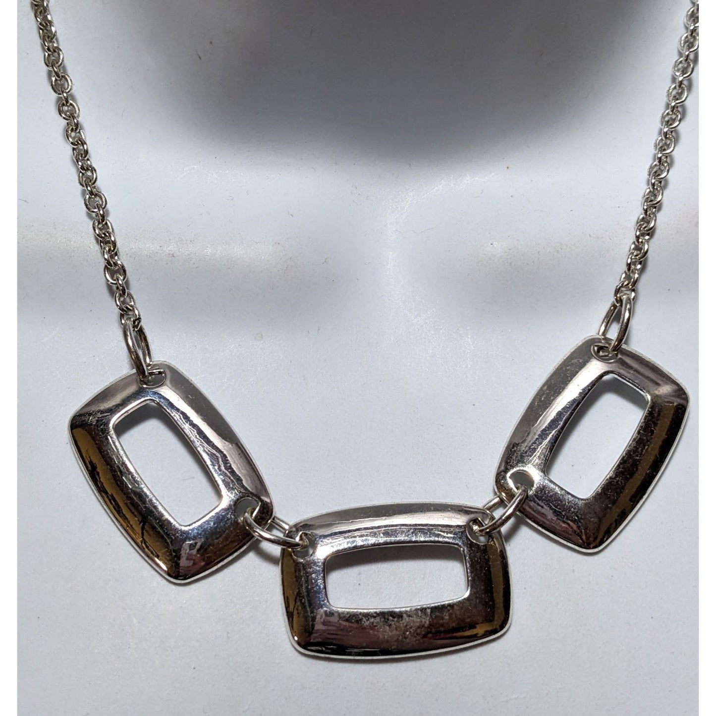 Modern Geometric Liz Claiborne Silver Necklace