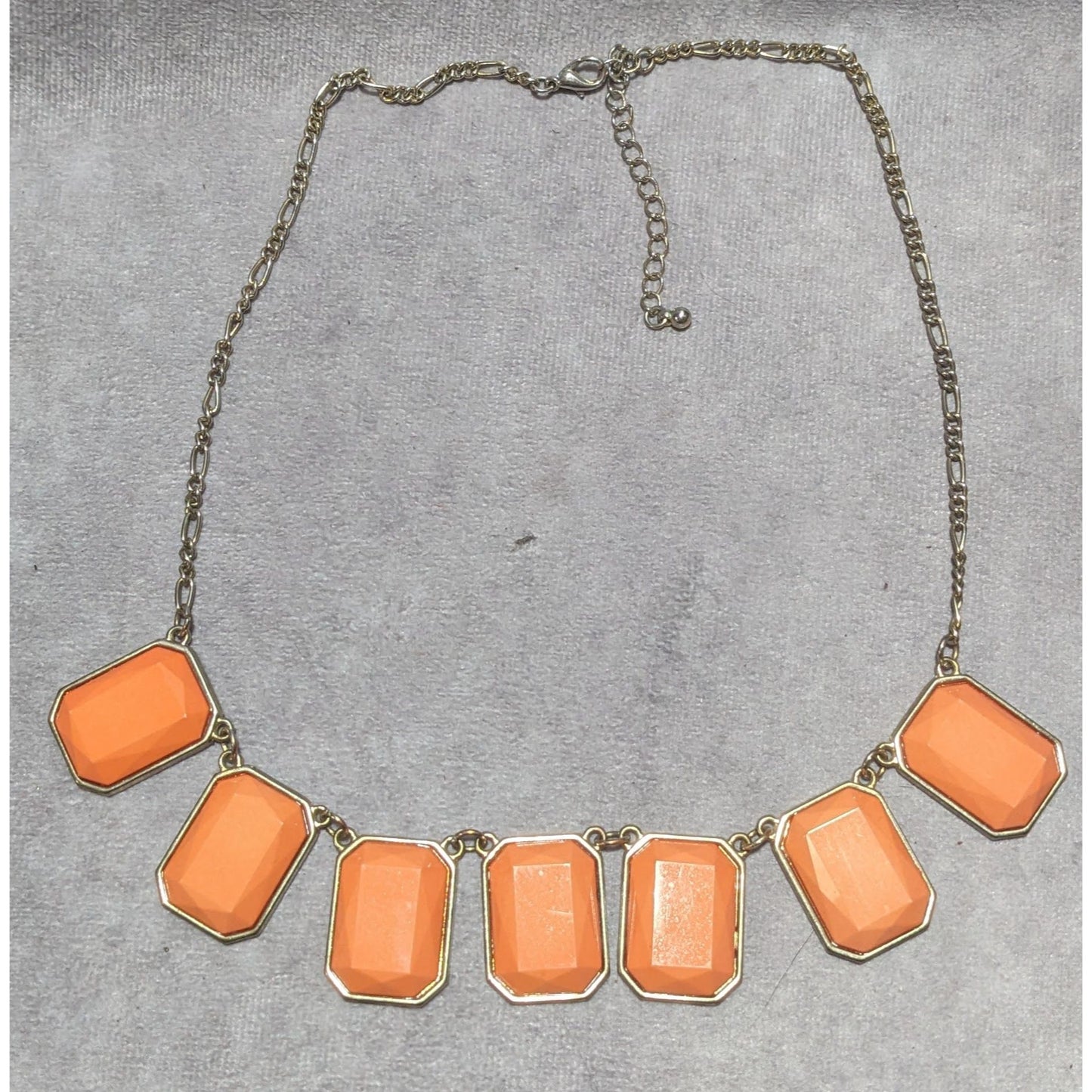 Vintage Style Orange Gemstone Statement Necklace