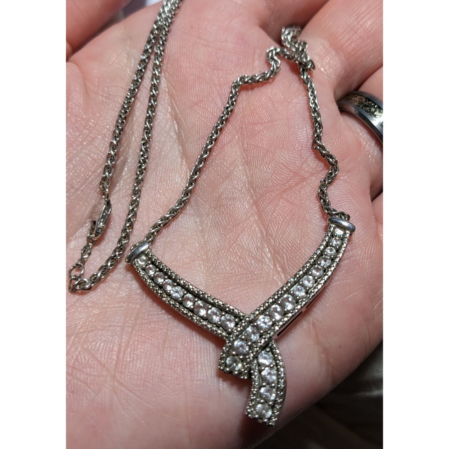 Zales Lab Created White Sapphire And Diamond Accent Twist Necklace