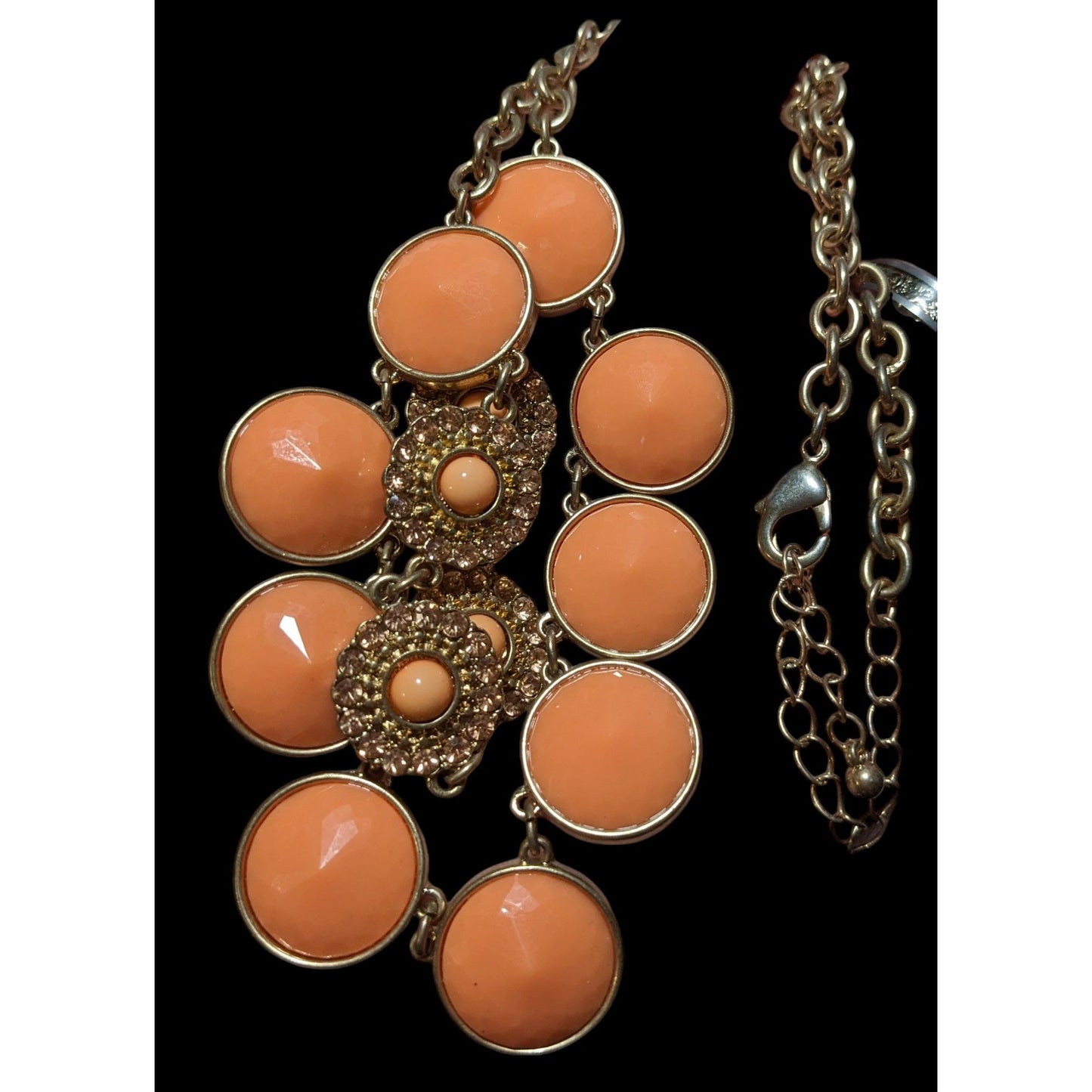 Y2K Orange Multilayer Gemmed Statement Necklace