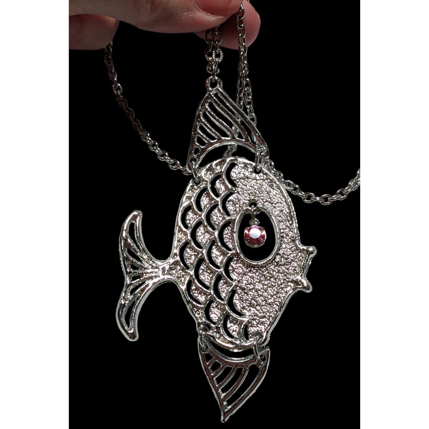 Vintage Silver Articulated Fish Necklace