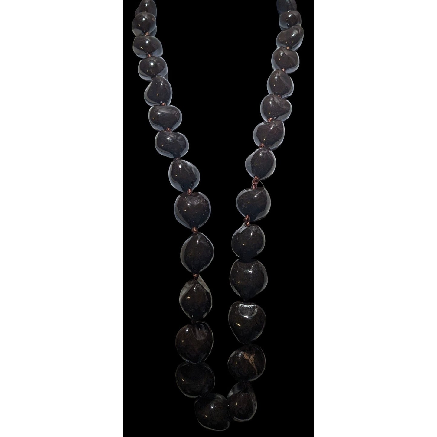 Brown Kukui Nut Tie On Necklace