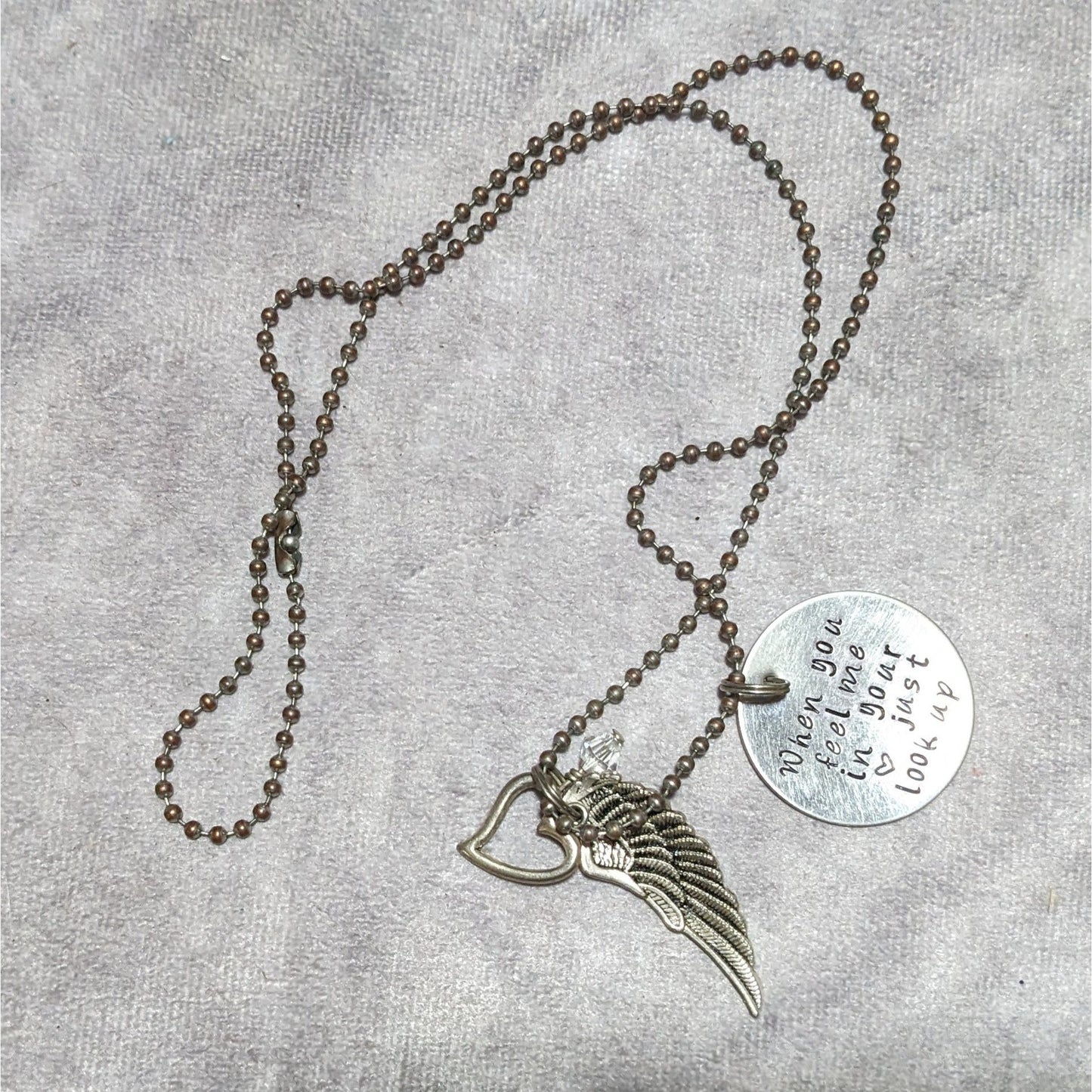 Handmade Silver Angel Wing Charm Necklace