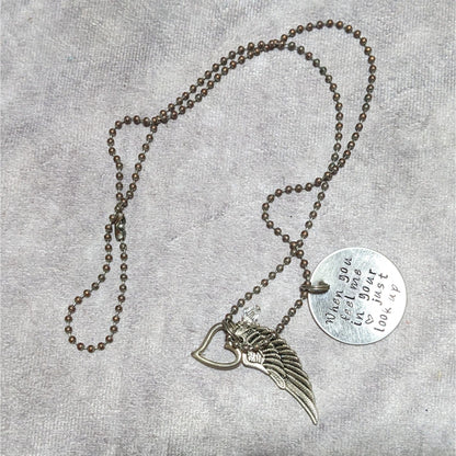 Handmade Silver Angel Wing Charm Necklace