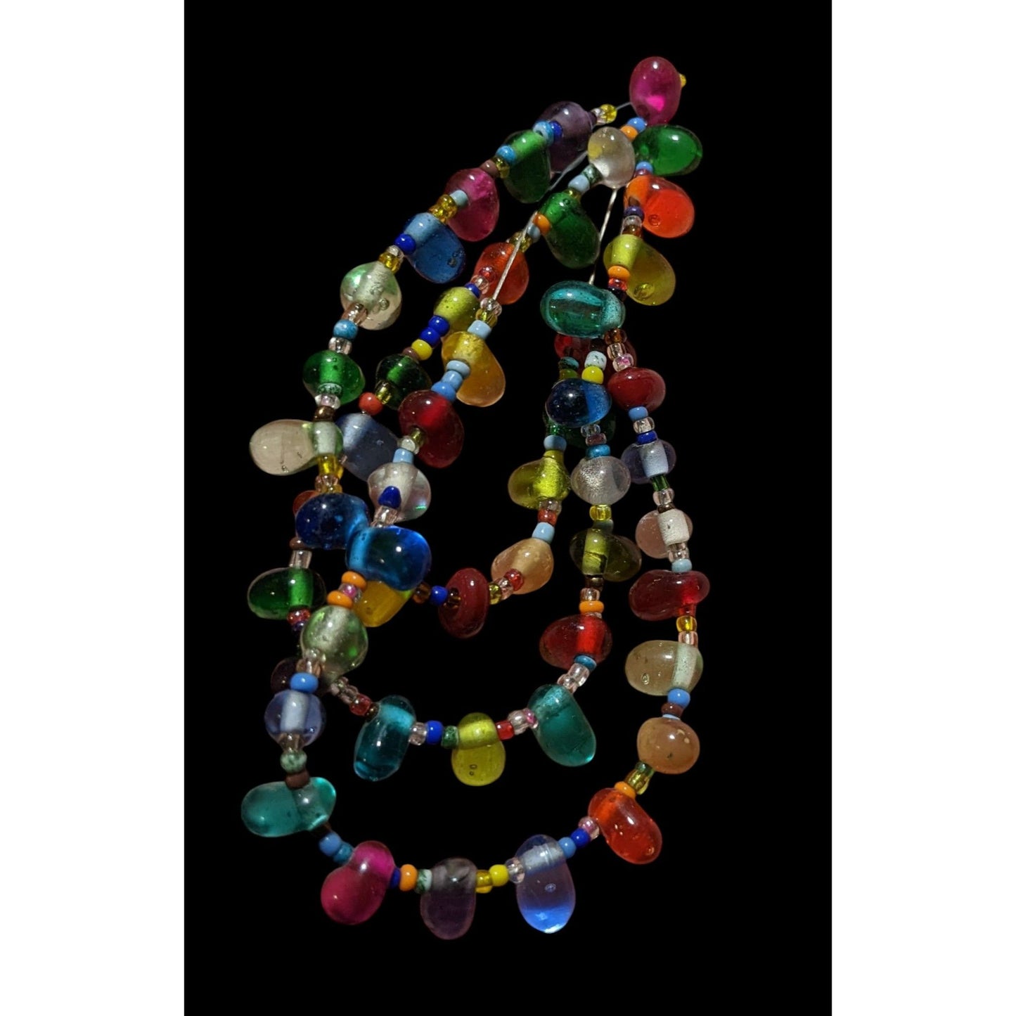 Candycore Multilayer Rainbow Glass Drop Necklace