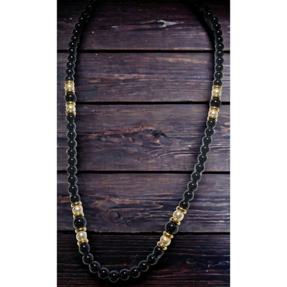 Napier Black Beaded Pearl Necklace