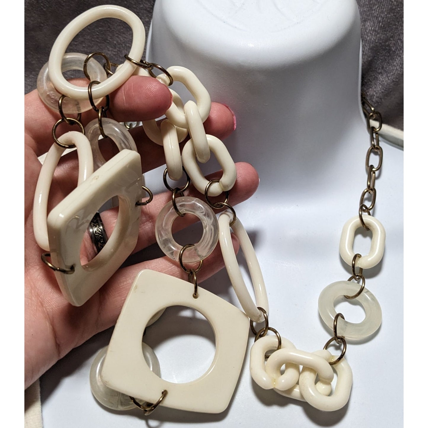 Vintage Chunky Cream Geometric Necklace