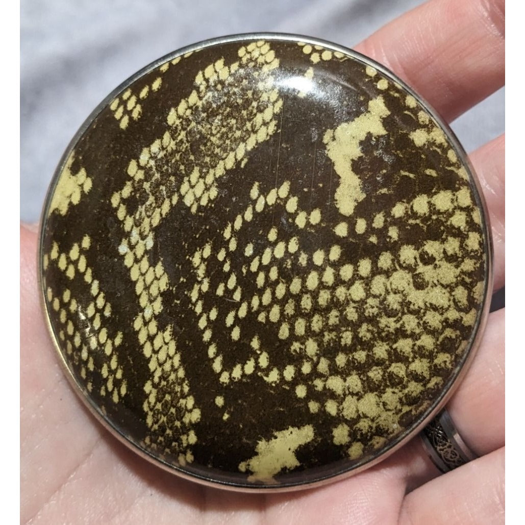 Vintage Snake Print Victorian Picture Powder Compact