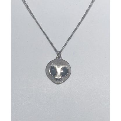 Silver Alien Face Necklace