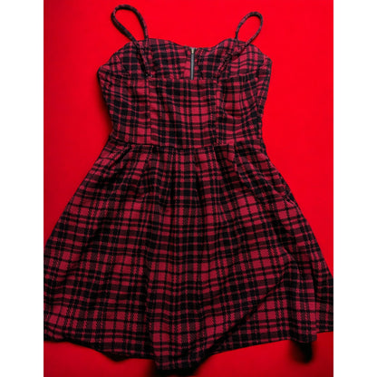 Hot Topic Black And Red Plaid Zipper Dress