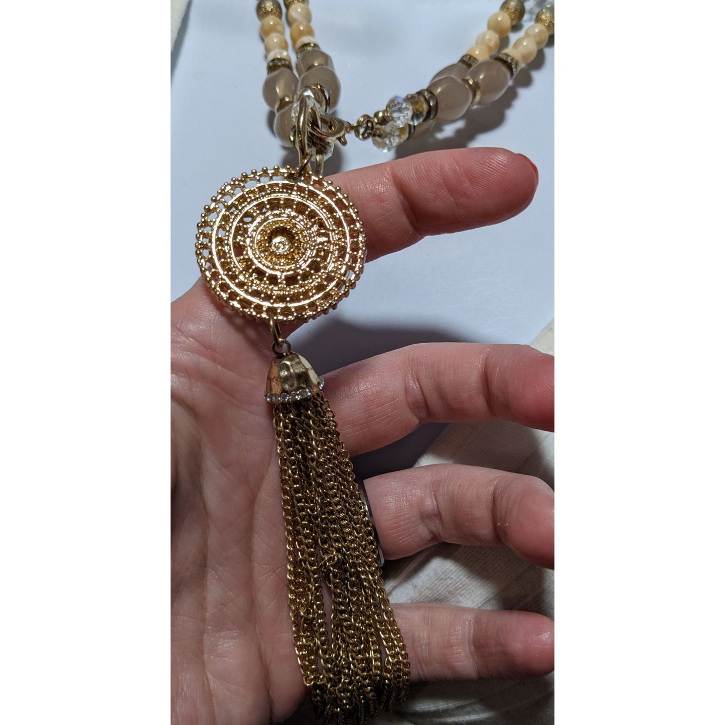 Beaded Glam Tassel Necklace