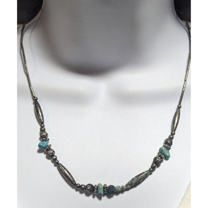 Silver Turquoise Beaded Necklace