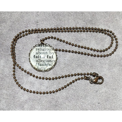 Faithful Scripture Book Bubble Pendant Necklace