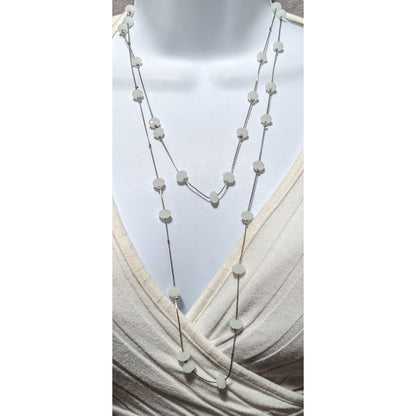 Silver Beaded Opera Necklace