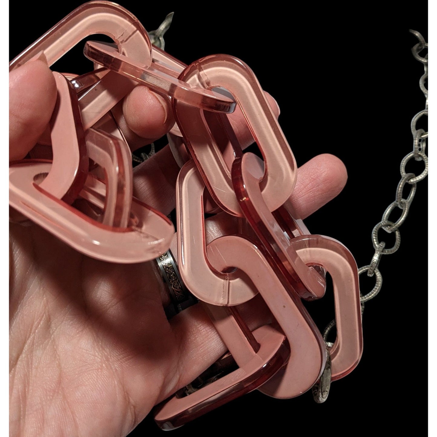 Chunky Pink Chain Link Statement Necklace