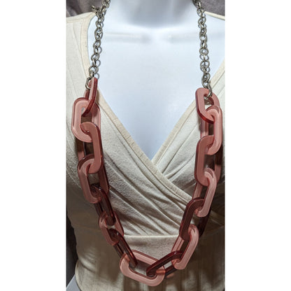 Chunky Pink Chain Link Statement Necklace