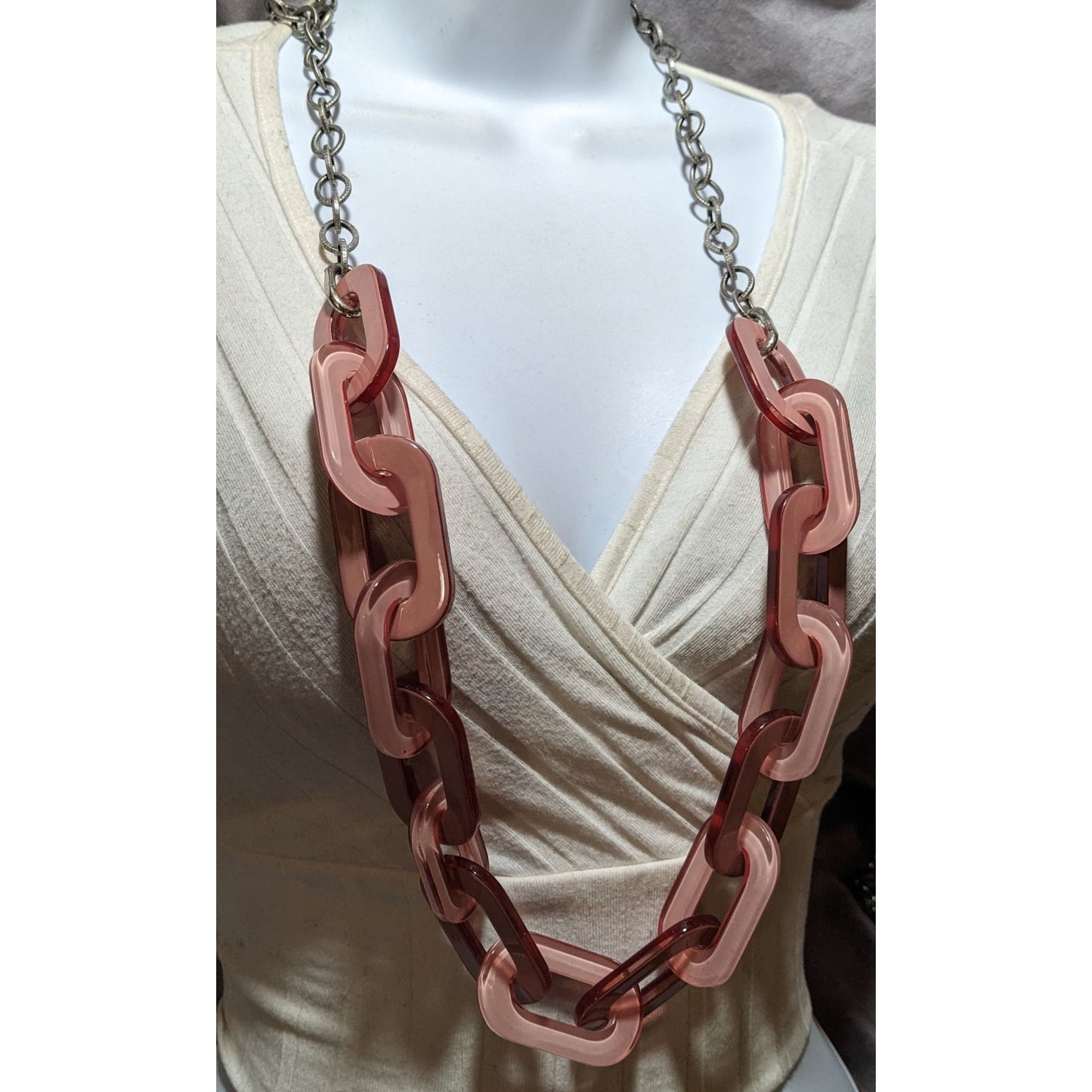 Chunky Pink Chain Link Statement Necklace