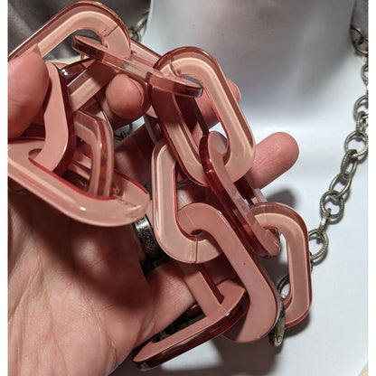 Chunky Pink Chain Link Statement Necklace