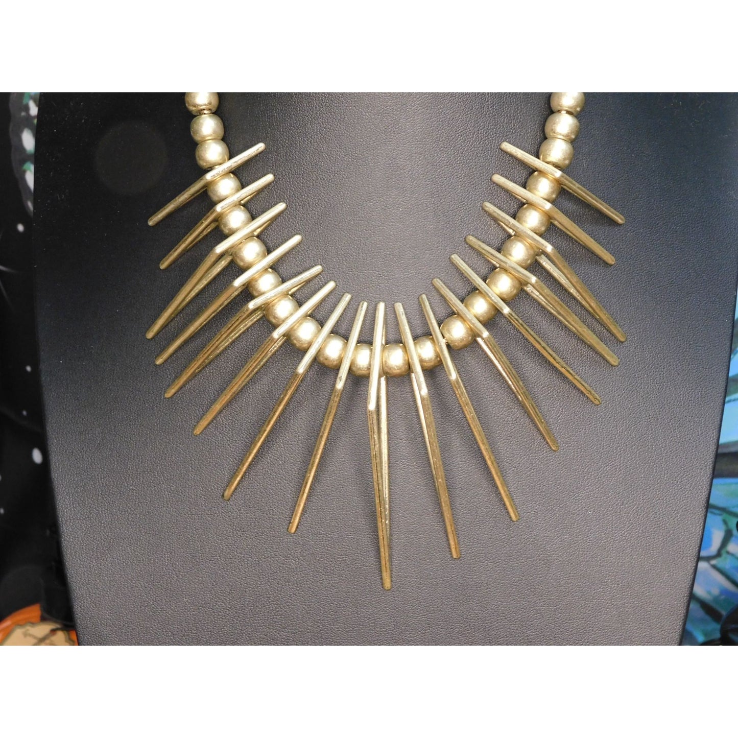 Geometric Open Triangle Spike Statement Necklace