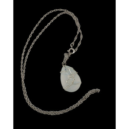 Handmade Witchy Moonstone Pendant Necklace With Sterling Silver Chain & Wire Wrap