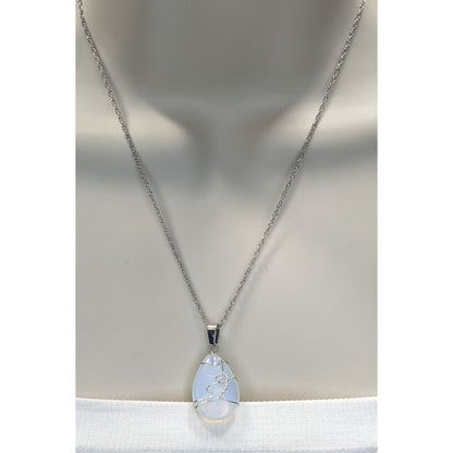 Handmade Witchy Moonstone Pendant Necklace With Sterling Silver Chain & Wire Wrap