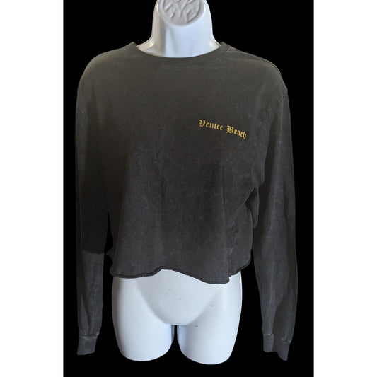 Wild Fable Venice Beach Crop Top Black Long Sleeve Grunge