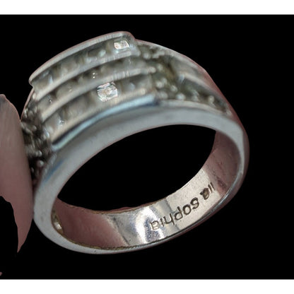 Lia Sophia Grandeur Ring Size 8 With Clear Crystals & Silver-Tone Band