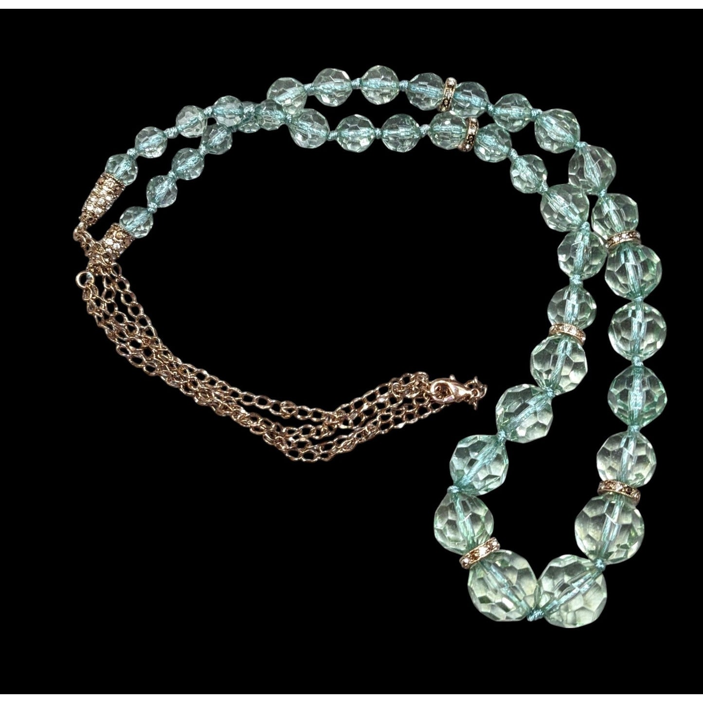 Vintage Glam Translucent Mint And Gold Tone Beaded Necklace
