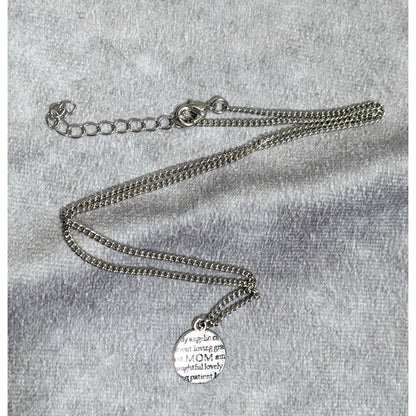 Mother's Day "Mom" Silver Tone Pendant Necklace