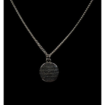 Mother's Day "Mom" Silver Tone Pendant Necklace