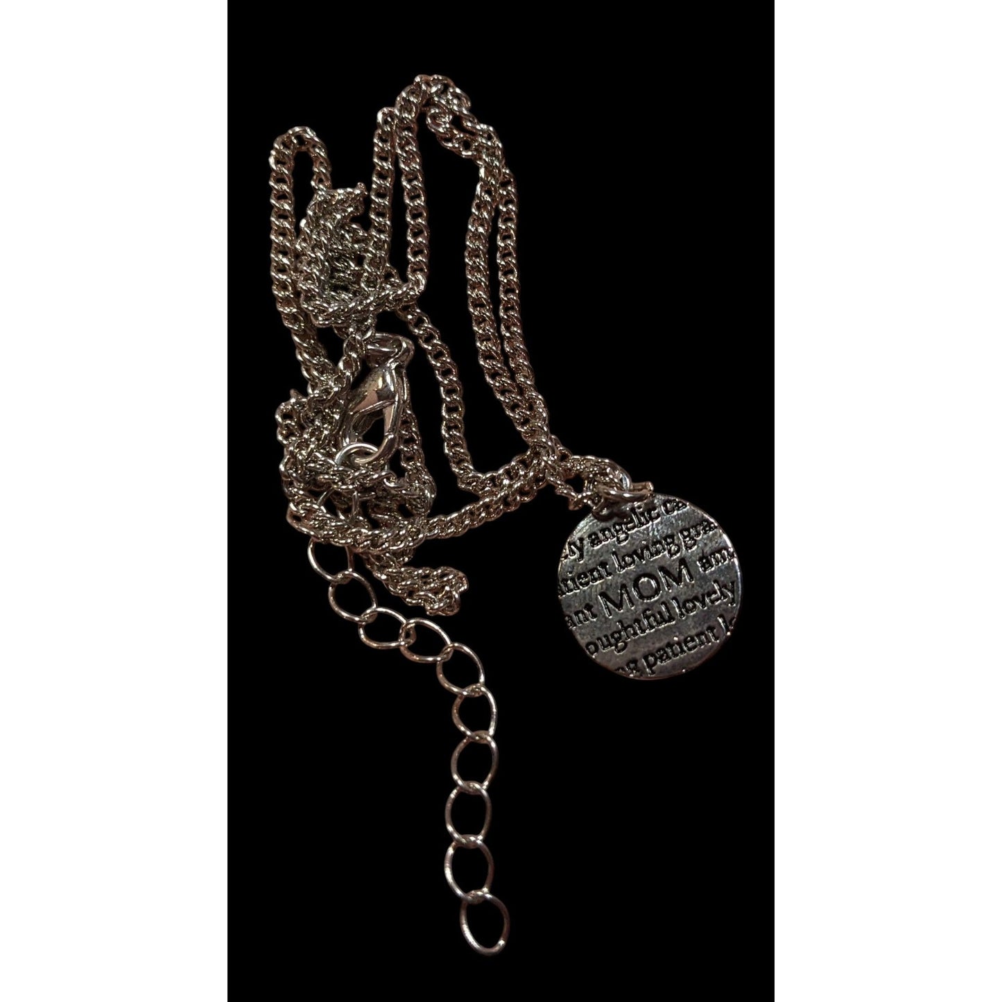 Mother's Day "Mom" Silver Tone Pendant Necklace