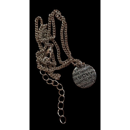 Mother's Day "Mom" Silver Tone Pendant Necklace
