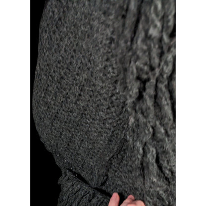 Kenar Italy Vintage Open Front Black Fringe Neck Cardigan Size Medium
